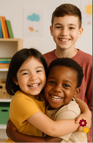 Crianças sorrindo, tema da palestra Sorrisos que Duram